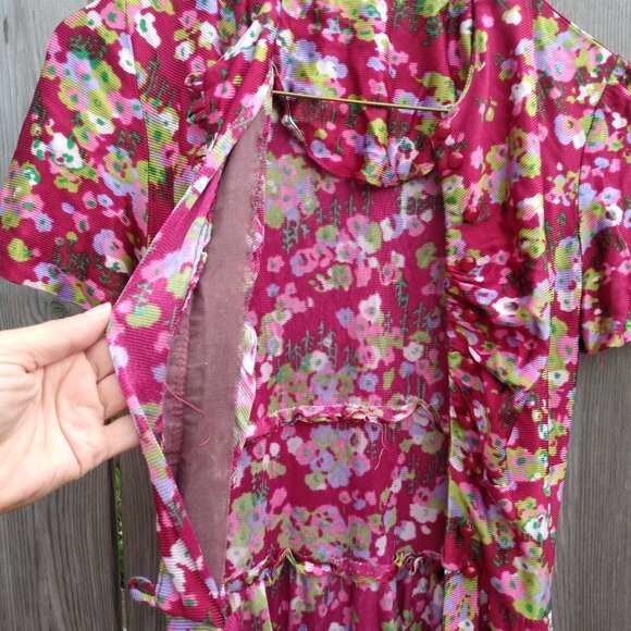 Vintage Peignoir Robe Over Dress 28" Bust 22" Waist Dressing Gown Dress Duster - Picture 11 of 16